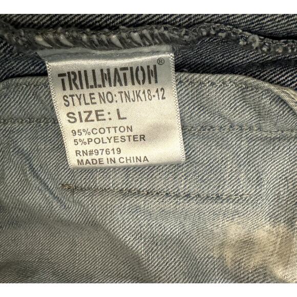 TRILLNATION MENS BLUE DENIM VEST SIZE LARGE - Picture 7 of 10